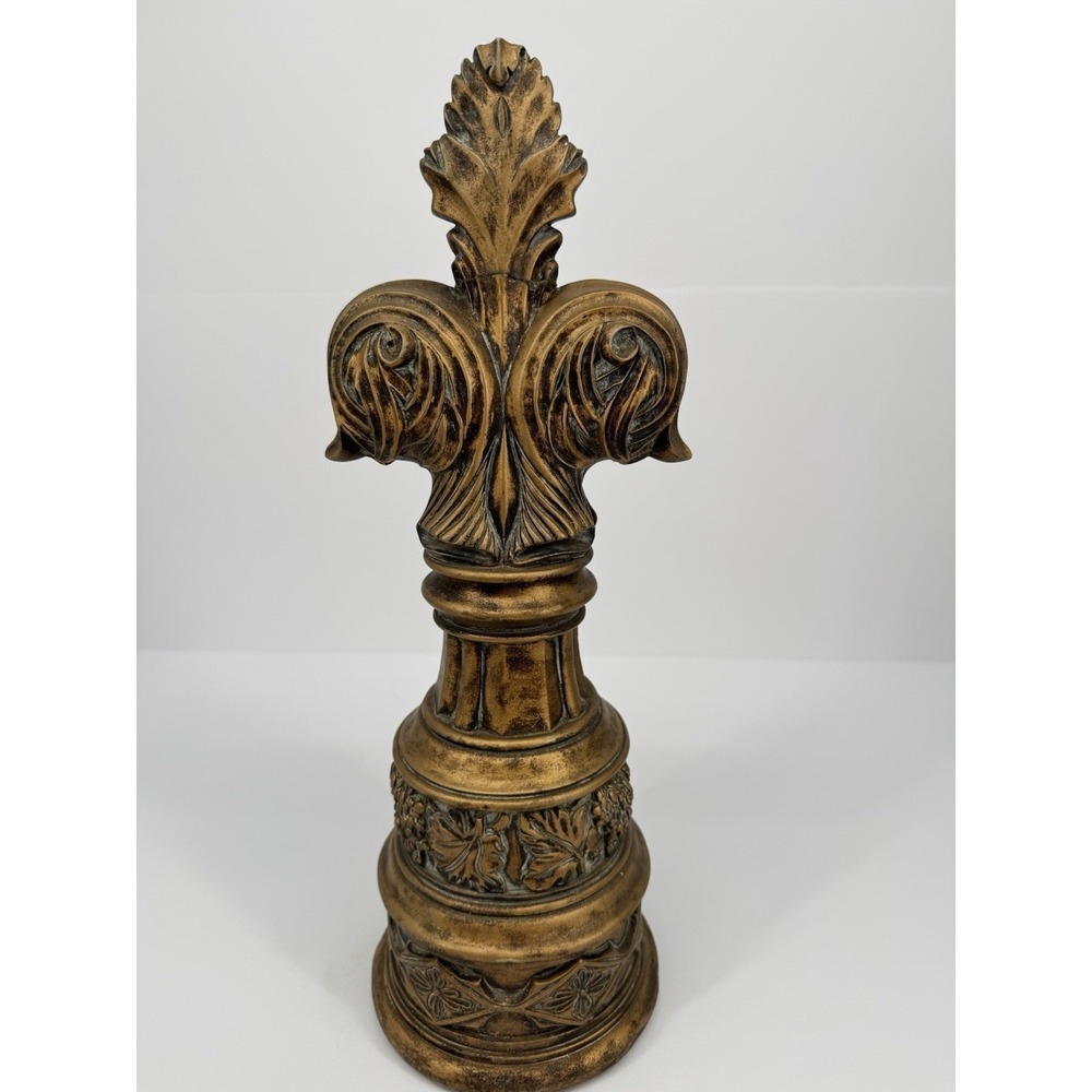 Fleur‎ De Lis Decor Finial Gold Ornate Accent Sculpture 16in Resin Vintage Style